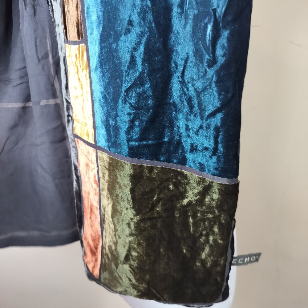 Echo Silk Blend Velvet Patchwork Scarf Jewel Tone… - image 8